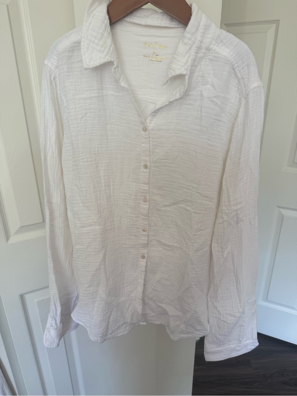 Lilly Pulitzer White Button-Down Gauze Shirt